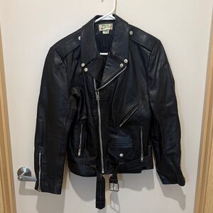 Black Real Leather Biker Jacket